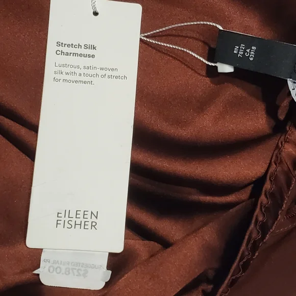 Eileen Fisher Maxi Skirt Size S/LP Redwood Stretch Charmeuse Bias Silk Ret $278 - Picture 9 of 13